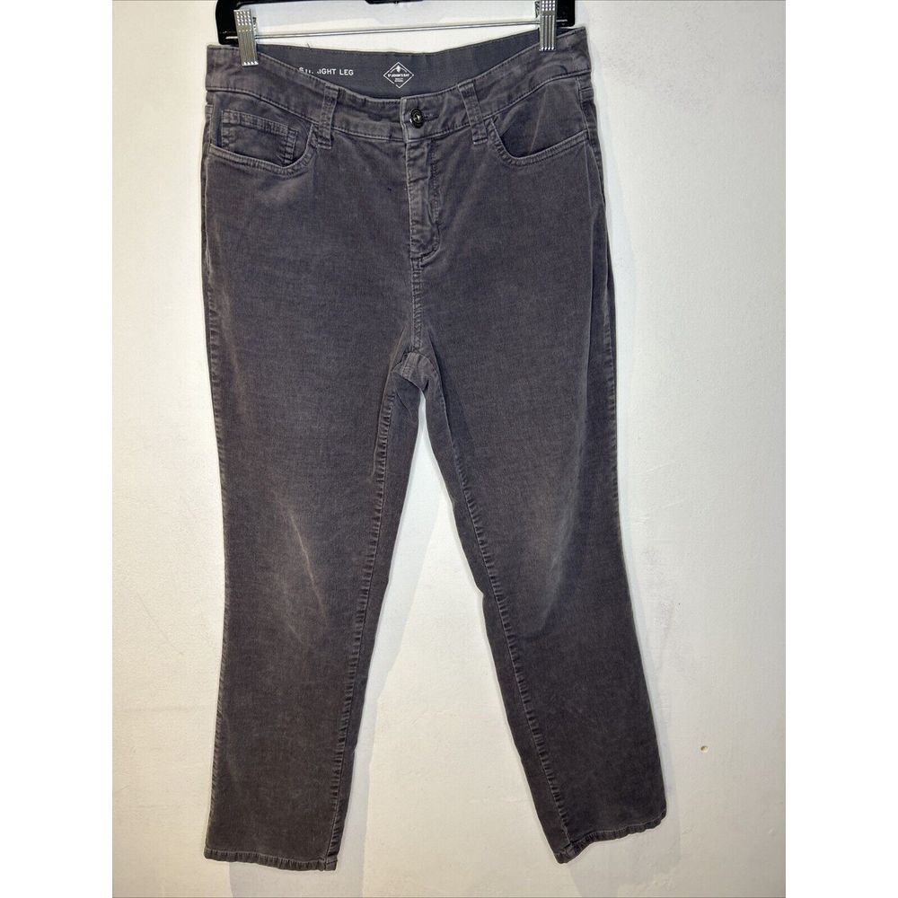 St. Johns Bay Womens Straight Leg Jeans Gray Stretch Charcoal Wash Mid Rise 8